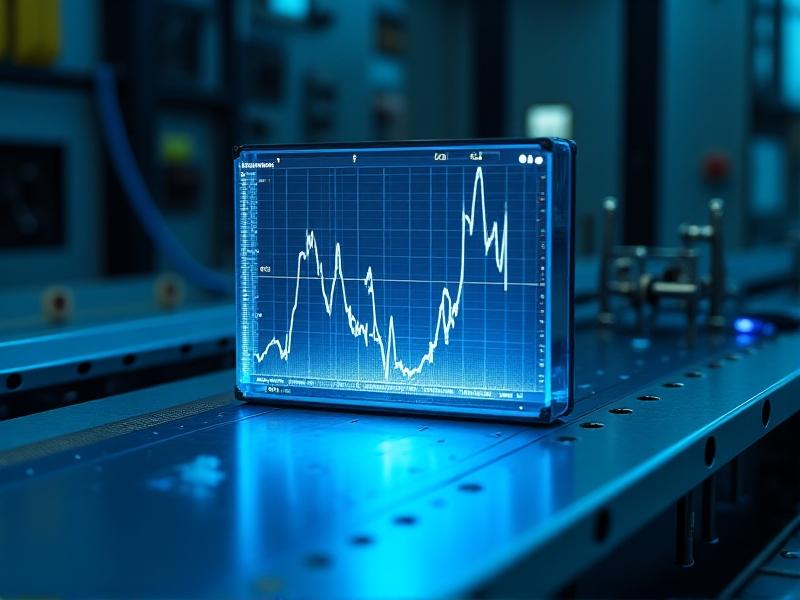Close-up of a dielectric test cell with polished brass electrodes immersed in clear transformer oil. A high-voltage cable connects to the test apparatus, while a digital screen displays a graph of voltage versus time. Cool blue tones dominate the image, emphasizing technical accuracy. Keywords: breakdown voltage test, dielectric strength measurement, transformer maintenance.