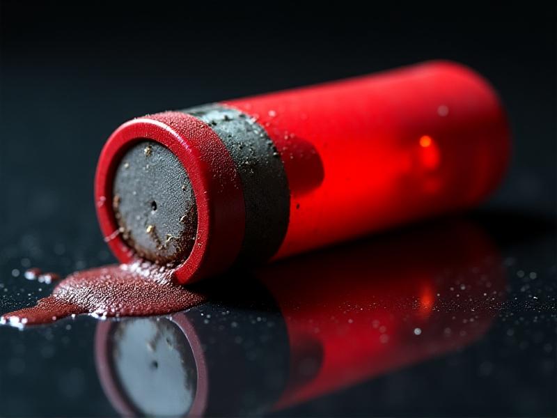 Split-image showing a degraded capacitor with cracked casing and leaked electrolyte beside a new glossy red capacitor, macro photography with dramatic shadows emphasizing deterioration versus renewal.